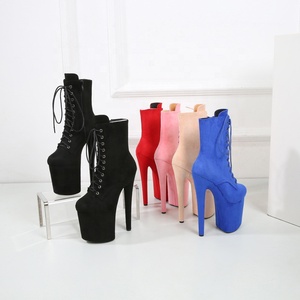 <span class=keywords><strong>Bottines</strong></span> à fermeture éclair sexy en daim noir mat 20CM/8 pouces <span class=keywords><strong>talons</strong></span> hauts plate-forme bottes de <span class=keywords><strong>danse</strong></span> femmes - Product Image 5