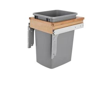 Support de poubelle en bois contemporain avec 2 emplacements pour poubelles, pour armoire de cuisine, installation facile, tiroirs de rangement pour déchets - Product Image 1