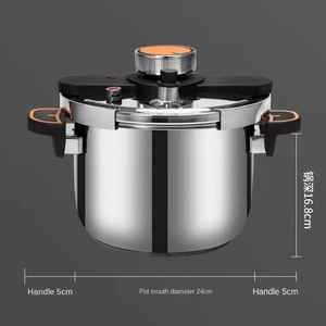 Casserole à pression en acier inoxydable 6L et 8L compatible gaz et induction avec couvercle en verre pour usage domestique - Product Image 3