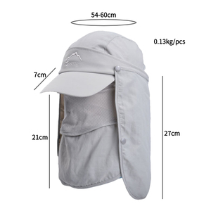 Gorra <span class=keywords><strong>de</strong></span> Pesca y Senderismo <span class=keywords><strong>de</strong></span> Secado Rápido FF1143 con Protección Facial y Cuello Desmontable, Visera <span class=keywords><strong>de</strong></span> Pescador - Product Image 2