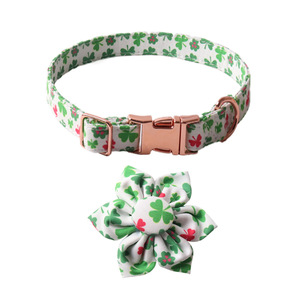 Doe Pet Luxus-Zubehör für Hunde und Katzen Verstellbares Nylon-Hundehalsband mit Metallschnalle und Blumenmuster - Product Image 6