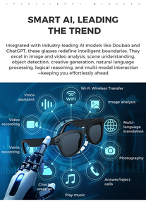 Nuevas Gafas Inteligentes Multifunción M01 con Cámara, Asistente de IA, Grabación de Video Automática y Reconocimiento de Más de <span class=keywords><strong>100</strong></span> Idiomas - Product Image 2