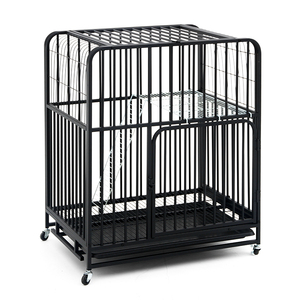 Cage à chien en métal avec plateau et couvercle amovibles et 4 roues pour intérieur et extérieur - Product Image 1