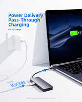 Forida hub usb-c haute vitesse 7 en 1 avec lecteur de carte vers HDMI avec station d'accueil adaptateur de charge rapide 100W pour ordinateur portable macbook