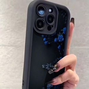 Nouvelle Coque de Téléphone Rose Enchantée Bleu Nuit Peinte 2025 pour <span class=keywords><strong>iPhone</strong></span> 17 16 15 Pro Max, avec motif échelle noire, finition mate dépolie et protection à pores fins - Product Image 4