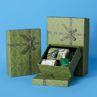 Boîtes cadeaux imprimées décoratives avec couvercles, ruban et nœud, ensemble d'emballage rectangulaire empilable pour les fêtes, les anniversaires, les mariages, les cadeaux