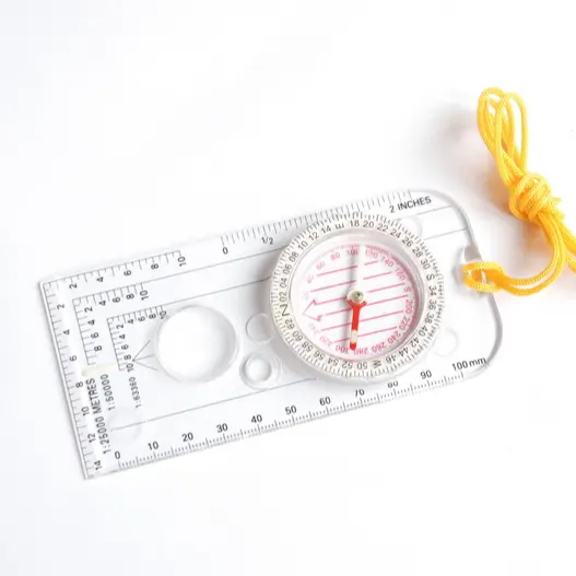 Map measure compass with magnifier