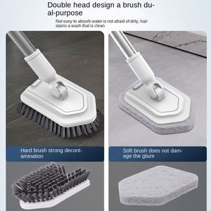 Factory Direct Long Handle Bath and Kitchen Cleaning Brush Special Cross-Border Foreign Trade with Bristle Floor Seam Brush - Product Image 2