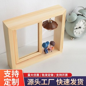 <b>Double</b>-Sided Rotating Wooden <b>Photo</b> <b>Frame</b> 6x7 Inch Solid Wood Tabletop Rectangular Horizontal For Living Room Bedroom Study - Product Image 5