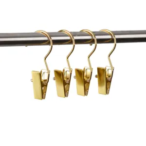 Portable Hook Boot Clips Hanging Clothes Pins Hanger Heavy Duty Stainless Steel Gold Single Clip Hanger
