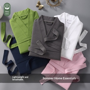 <span class=keywords><strong>Bata</strong></span> de Baño Fina Tipo Waffle para Hotel, Salón de Belleza, Pijama Largo para Parejas Adultas, <span class=keywords><strong>Bata</strong></span> de Poliéster para el Hogar, Primavera-Otoño - Product Image 2