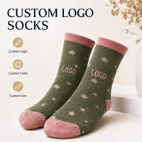 Chaussettes en coton à motif étoile rose, dentelle verte, volants aux poignets, tendance, mignonnes, logo personnalisé
