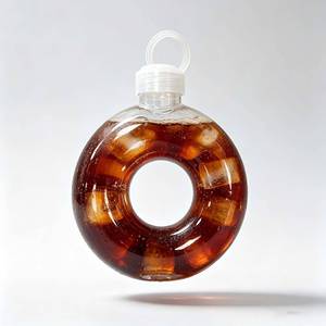 Offre Spéciale – Bouteille en PETG jetable de 500 ml avec bouchon à vis, forme <span class=keywords><strong>donut</strong></span> unique, pour thé au lait, jus, boissons chaudes et café - Product Image 1