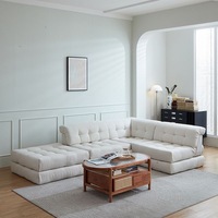 Ensemble de canapés modulaires en tissu velours capitonné, style minimaliste, canapé d'angle convertible pour hôtel, appartement, salon