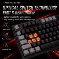 Clavier ergonomique F9 à 104 touches avec interrupteurs optiques, capuchons de touches bicolores, rétroéclairage rouge unique, plaque en alliage et fonction anti-ghosting pour joueurs PC