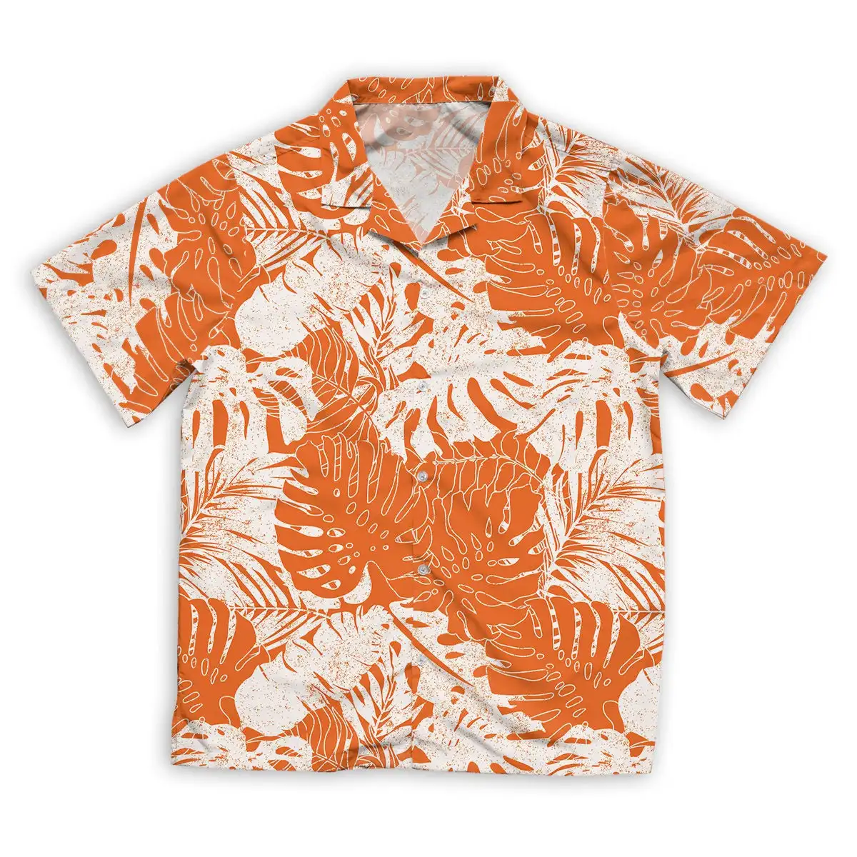Camicia hawaiana arancione tropicale Monstera e foglie di palma camicia da spiaggia personalizzata a maniche corte da uomo Drop Shipping Products 2023