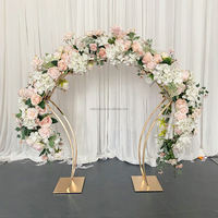Arche de fleurs incurvée en fer plaqué or, support de table de mariage, cadre d'arche métallique pour décoration de toile de fond d'événements et de fêtes