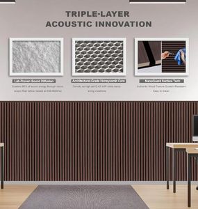 Meilleures ventes d'usine : Panneaux acoustiques en <span class=keywords><strong>bois</strong></span> tissé, design rainuré, pour une acoustique et une insonorisation améliorées, décoration murale en lattes de <span class=keywords><strong>bois</strong></span> pour la maison et le bureau - Product Image 4