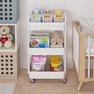 Chariot de Rangement Multifonctionnel à 3 Niveaux en Plastique PP pour Chambre à Coucher, Étagères Roulantes Utilitaires, Chariot à Main, Étagère de Cuisine - Product Image 4
