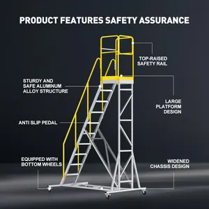 कारखाने मूल्य पोर्टेबल रोलिंग प्लेटफॉर्म के साथ कारखाने मूल्य पोर्टेबल रोलिंग प्लेटफॉर्म सीढ़ी के साथ कई परिदृश्यों के लिए सीढ़ी