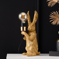 Lampe de table moderne en résine en forme de lapin, or, pour salon, décoration créative et mignonne