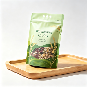Wholesome Grains Organic Mix Premium Cereal Stand Up <b>Pouch</b> Zipper Top Resealable Food Grade Packaging - Product Image 1