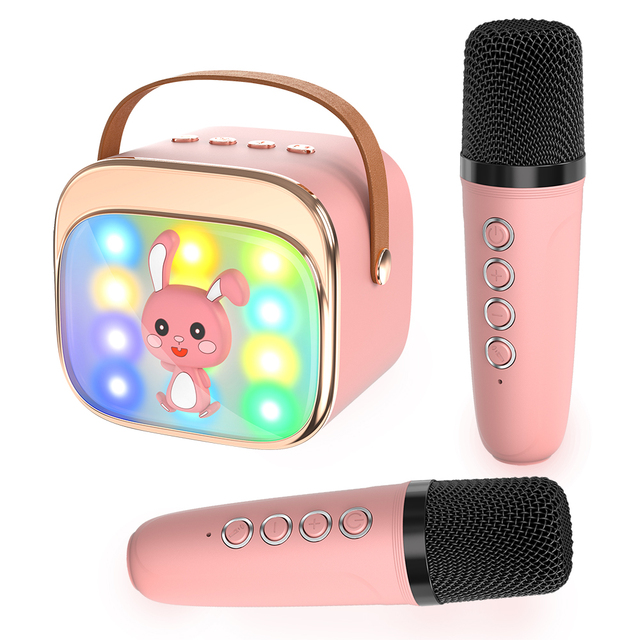 P12 Mini Kids Portable Speaker Children Mike Box Wireless for Karaoke Children in and on Karaoke Speaker 2 Microphone Mic