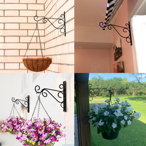 10 Inch Tường Treo Nhà Máy Móc Ngoài Trời Rèn Sắt Treo Khung Mạnh Mẽ Sắt Tường Gắn Hoa Giỏ Móc - Product Image 6