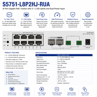 CloudEngine S5751-L8P2PN2X-RUA L8T2HJ-RUA L8P2HJ-RUA L8T2HX-RUA L8P2HX-RUA L8P2X-RUA Switch Gestionado MultiGE PoE+ 10GE