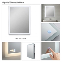 Cermin Kamar Mandi LED Pintar Bersertifikasi UL 48 x 30 Inci, Cermin Rias Dinding Berlampu dengan Sensor Sentuh
