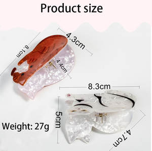 Venta caliente de moda <span class=keywords><strong>gato</strong></span> impreso pinzas para el cabello de plástico de PVC pinzas de tiburón para las mujeres - Product Image 4