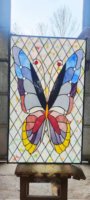 Fournitures personnalisées Vitrail de bâtiment d'art Pièces de verre biseauté pour lucarne et panneau de fenêtre Vitrail de porte d'entrée
