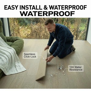 <span class=keywords><strong>Parquet</strong></span> en bois d'ingénierie multicouche en chêne blanc 12mm 14mm, écologique, à clipser, antidérapant - Product Image 4