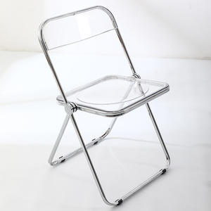 Transparent Acrylic <b>Folding</b> Chair For Dining Room Home Office <b>Study</b> Space Adult Use Foldable Chair With Chrome Frame - Product Image 1