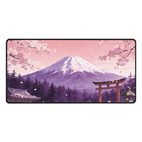 Tapis de souris de jeu XXL antidérapant en caoutchouc, design esthétique japonais Mont Fuji et fleurs de cerisier, en stock