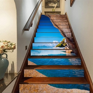 Autocollants pour marches d'<span class=keywords><strong>escalier</strong></span> en PVC écologiques personnalisés, autocollants adhésifs, imperméables, résistants aux déchirures, laminage mat, vinyle décoratif - Product Image 4