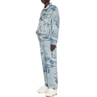 Nouvelle Collection 2025 – Ensemble Veste et Jean en Denim Lavé Décontracté pour Homme – Style Streetwear – Deux Pièces