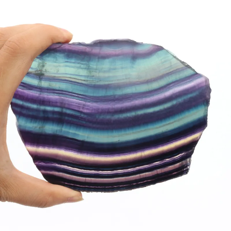 도매 멋진 자연 바위 무지개 형석 슬라이스 석영 크리스탈 슬라이스