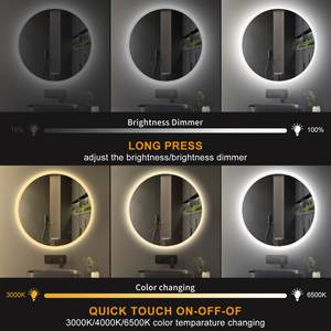 กระจกห้องน้ำ LED กรอบอะคริลิคสีเงินไร้ทองแดง รุ่นปี 2025 ปรับความสว่างได้ พร้อมระบบไล่ฝ้า ไฟส่องสว่างในตัว เชื่อมต่อบลูทูธ สำหรับใช้ในโรงแรม มาตรฐาน IP44 - Product Image 3