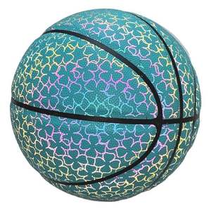 Balón de Baloncesto LED que Brilla en la Oscuridad, Superficie Reflectante para Juegos Nocturnos, Agarre Mejorado, Activado por Flash de Teléfono, Cubierto de PU, Deportivo - Product Image 1
