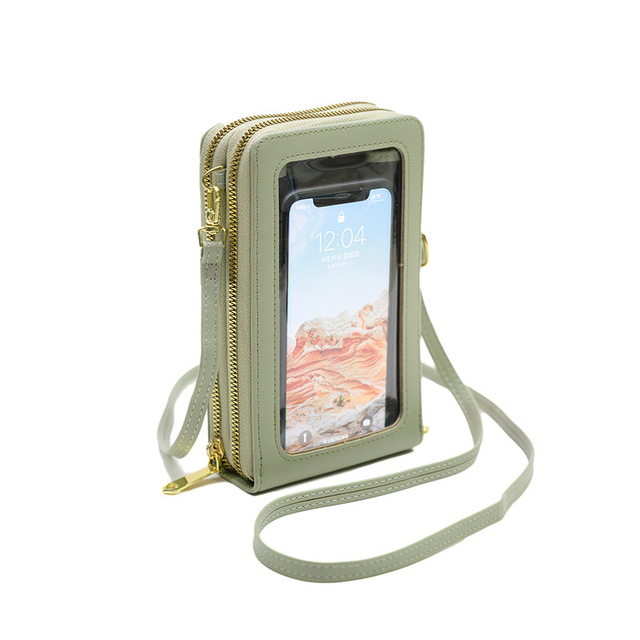 New Small Double Layer Crossbody Cell Phone Purse for Women Lightweight PU Leather Crossbody Bag Mini Mobile Phone Bags