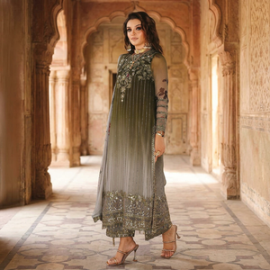 Salwar Kameez en soie brodée pour femme, longueur cheville, robe de mariage traditionnelle indienne et pakistanaise, tenue ethnique prête à porter pour les fêtes - Product Image 2