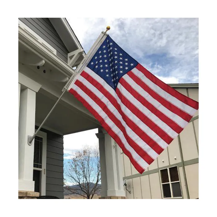 2023 Nieuwe Hoge Kwaliteit Custom Opknoping Amerikaanse Geborduurde Hoek Custom Muur Vlag Vlag Met Muur Mount Pvc Vlag Pole Voor Reclame