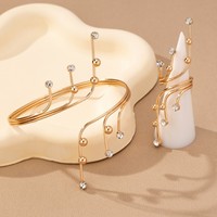 Gelang Mutiara Resoul Model Terbuka Geometris Set Perhiasan Cincin dan Gelang Gaya Barat
