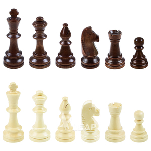 Set di Pezzi degli <span class=keywords><strong>Scacchi</strong></span> in Legno Pesanti Triplo Peso Leap, 9,8 cm (3,8 Pollici), Marrone e Bianco, Set da Torneo WG-WP38H CN - Product Image 6