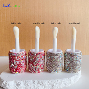 LZ Pack Stock 6ml Big Wand Bling Pink Silver New Rhinestone Lipgloss Bottles Logo personnalisé Chunky Empty <span class=keywords><strong>Lip</strong></span> Gloss Tubes avec boîte - Product Image 6