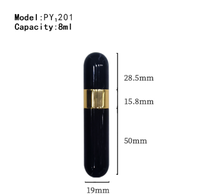 Flacon pulvérisateur de parfum portable en aluminium noir brillant à extrémités rondes de 10 ml, rechargeable