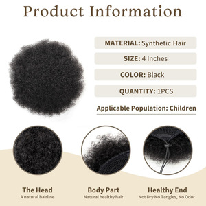 Fujia Perruque <span class=keywords><strong>Queue</strong></span> <span class=keywords><strong>de</strong></span> <span class=keywords><strong>Cheval</strong></span> Cheveux Noirs Naturels Coiffure Afro <span class=keywords><strong>Chignon</strong></span> Extensible Bouclé Élastique pour Enfants - Product Image 5