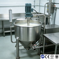 Cuve de mélange en acier inoxydable avec agitateur, qualité alimentaire, sanitaire, SS304, 100L, 200L, 500L, 1000L, cuve de mélange CE