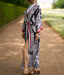 Albornoz turco estampado de 10 colores con cinturón, tipo kimono de playa, talla única - Product Image 5